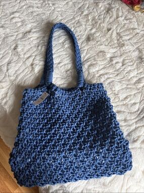 Talbots Blue Knitted Rope Tote